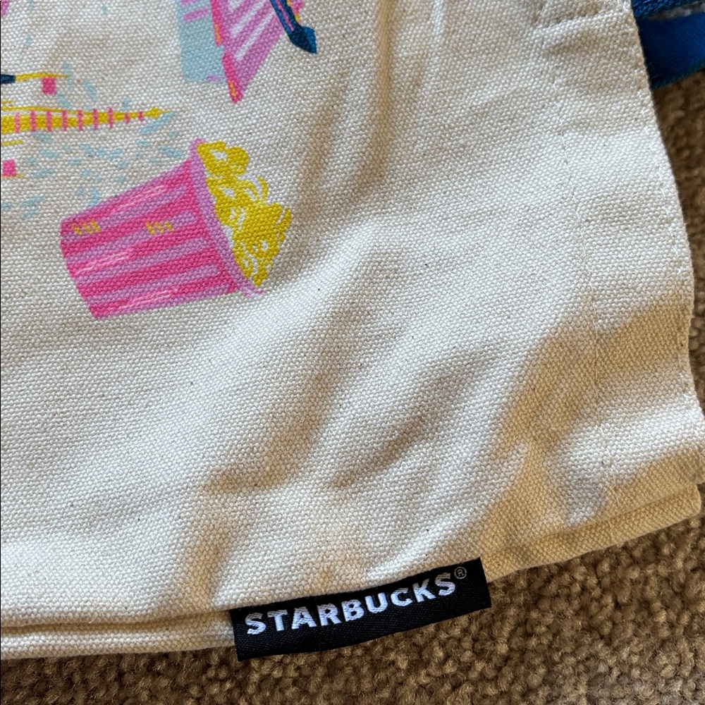 Starbucks Disney magic kingdom  Blue Canvas Tote from Discovery Series NWT - Picture 4 of 4